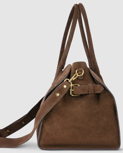Suede Leather Top-Handle Bag