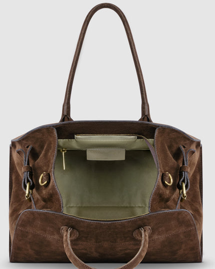 Suede Leather Top-Handle Bag