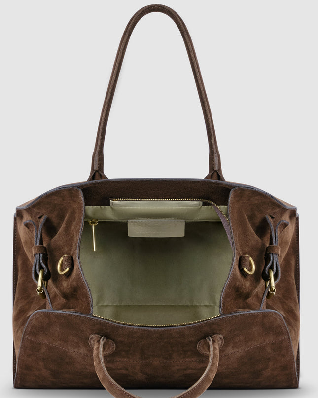 Suede Leather Top-Handle Bag