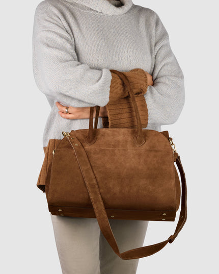 Suede Leather Top-Handle Bag