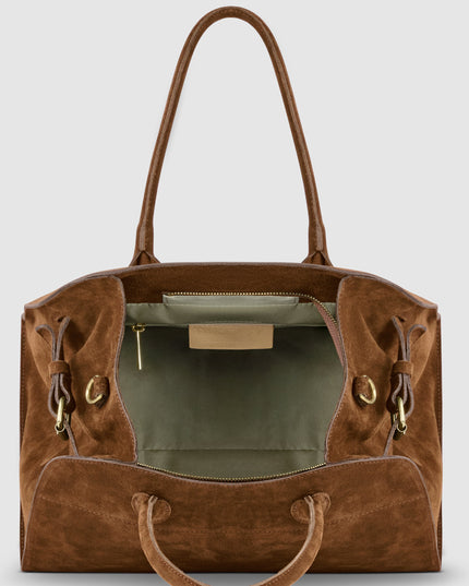 Suede Leather Top-Handle Bag