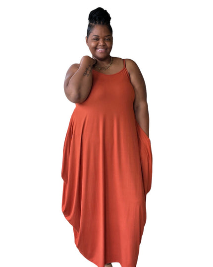 The Mira Almond Spaghetti Strap Maxi Dress