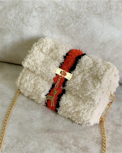 Hand-Woven Fleece Lined Plush One-Shoulder Bag