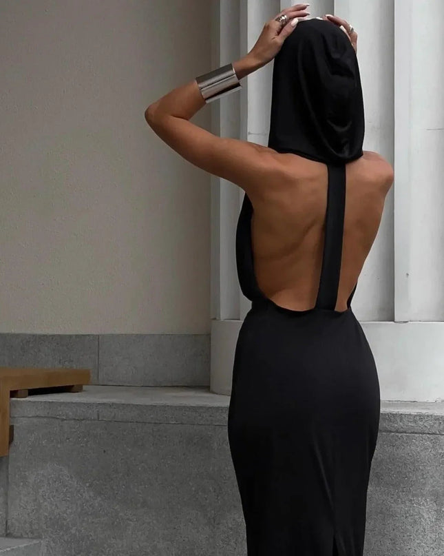 Utopia Hooded Backless Maxi Dress
