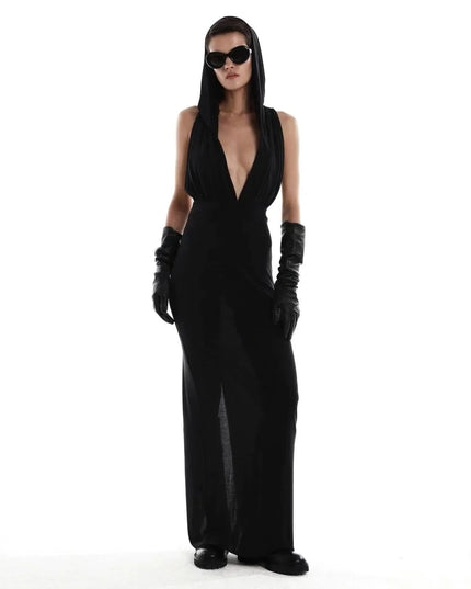 Utopia Hooded Backless Maxi Dress