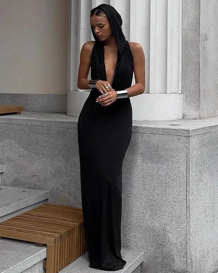 Utopia Hooded Backless Maxi Dress