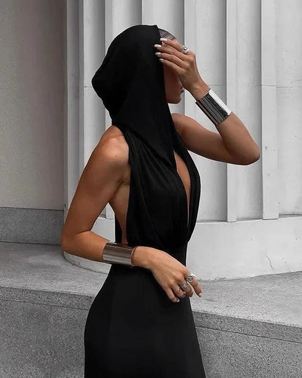 Utopia Hooded Backless Maxi Dress
