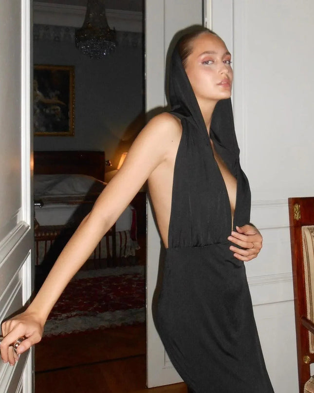 Utopia Hooded Backless Maxi Dress