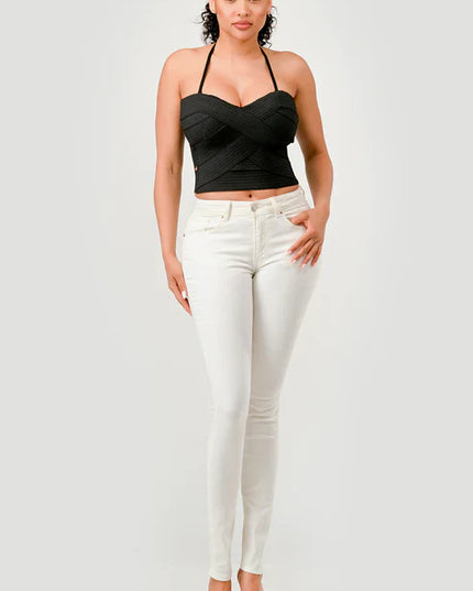 ZIG ZAG BANDAGE CROP TUBE TOP