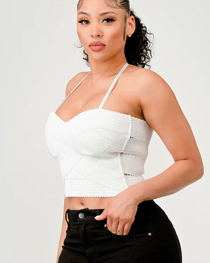 ZIG ZAG BANDAGE CROP TUBE TOP