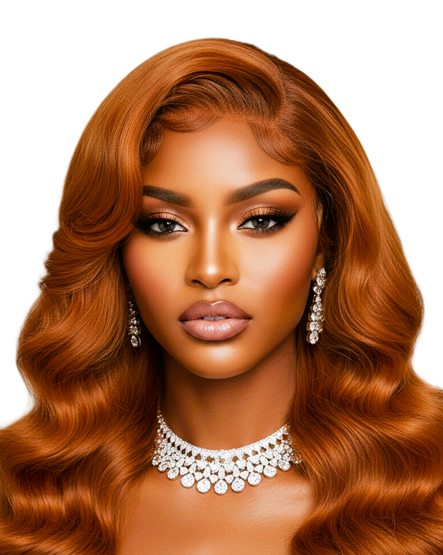 Copper Ginger Loose Body Wave Light 3D Cap C Part Glueless 24' Mini Knots Pre-plucked Brazilian Lace Wig