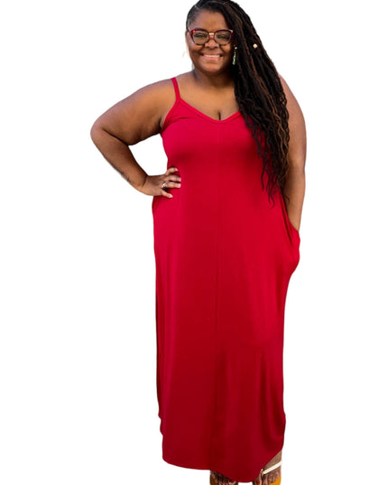 Women's Plus Size Cami Maxi Dress with Pockets