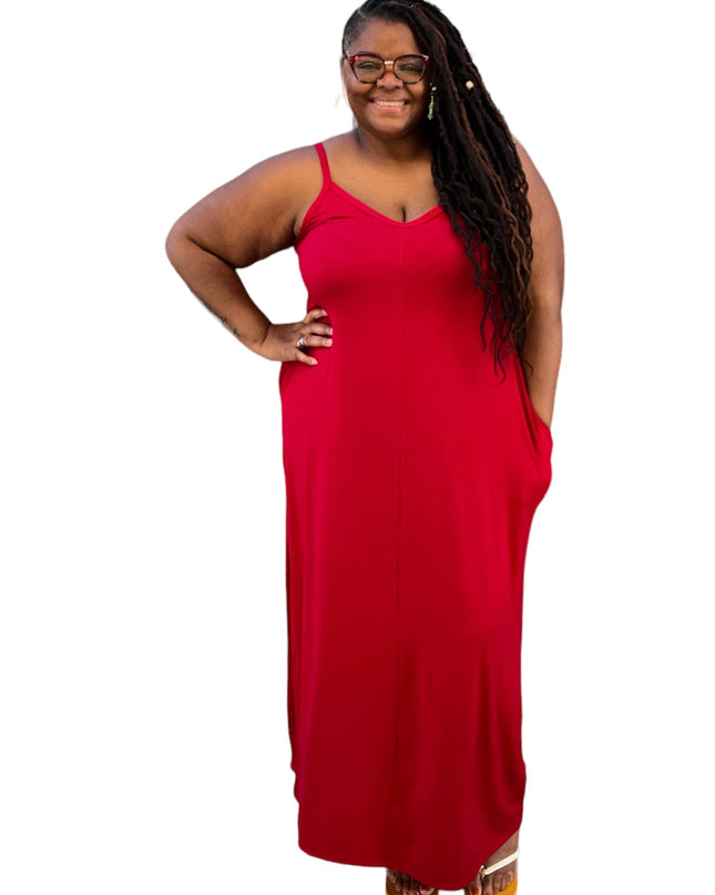 Women's Plus Size Cami Maxi Dress with Pockets