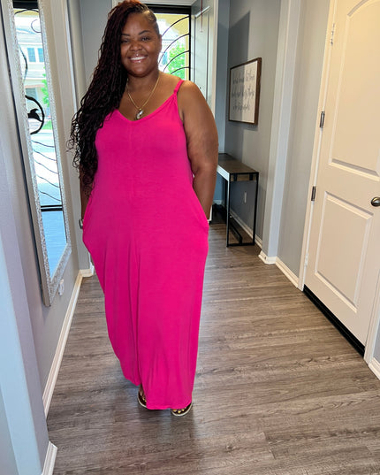 Women's Plus Size Cami Maxi Dress with Pockets