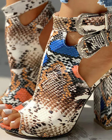 Large Women's Sandals with High Thick Heels