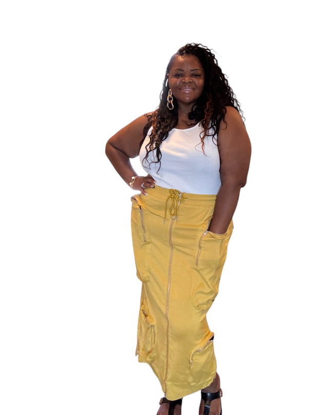 Womens Plus Size Zip Up Cargo Skirt